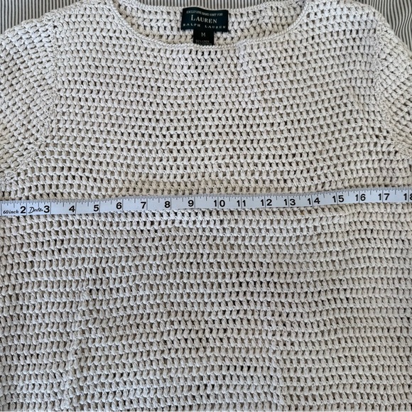 Ralph Lauren Open-Weave Crewneck Sweater in Light Cream - Picture 2 of 4